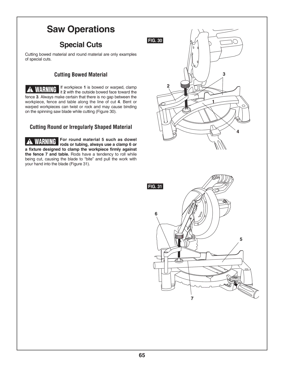 Skil 3800-02 manual Special Cuts, Cutting Bowed Material, Cutting Round or Irregularly Shaped Material 