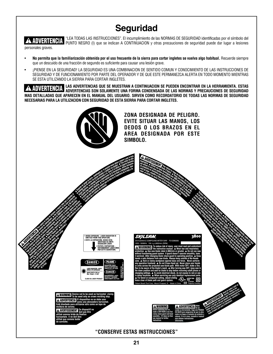 Skil 3800 manual Seguridad 