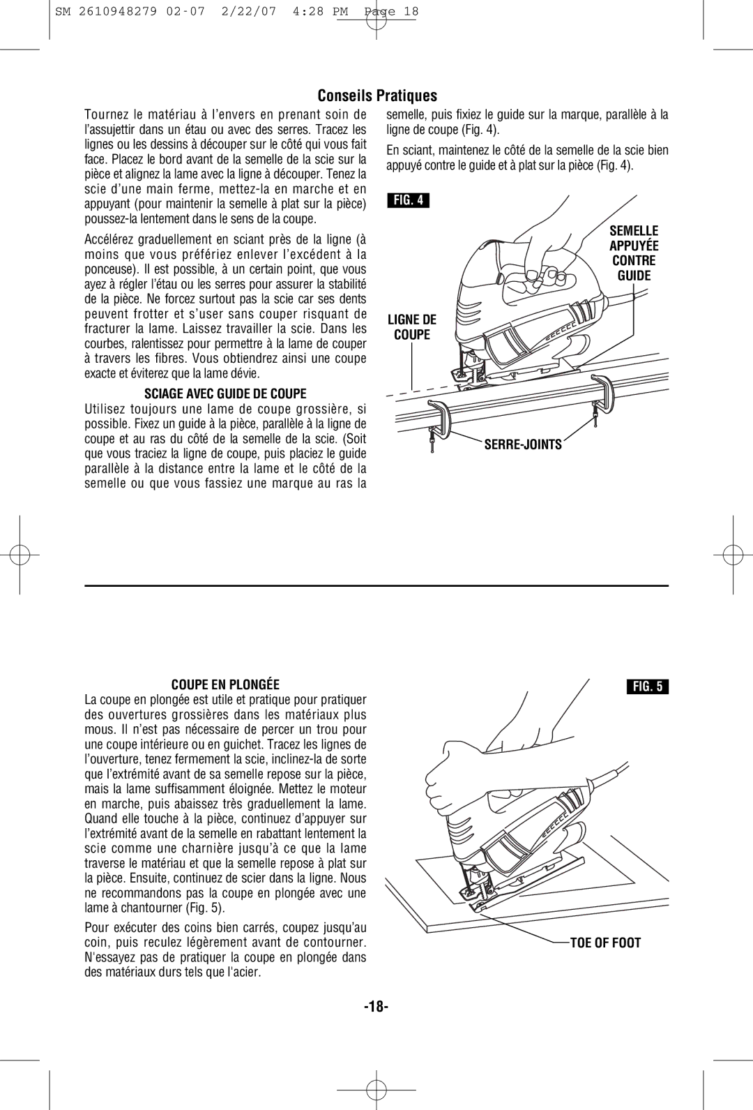 Skil 4290 manual Conseils Pratiques, Sciage Avec Guide DE Coupe 