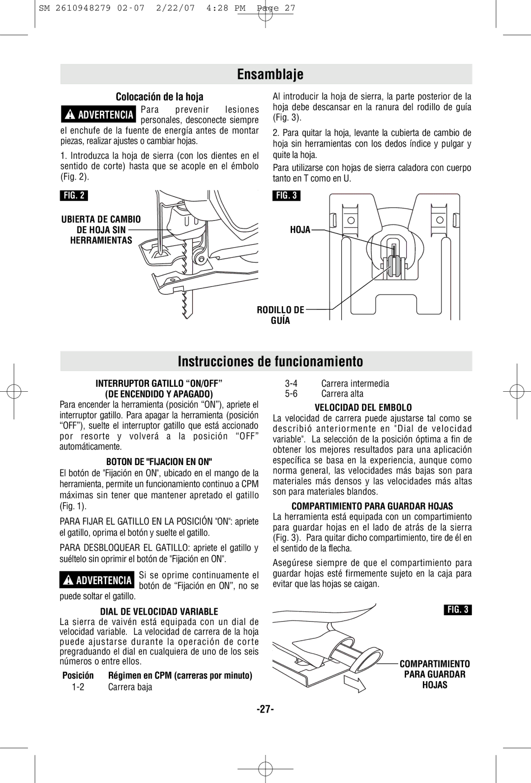 Skil 4290 manual Ensamblaje, Instrucciones de funcionamiento 