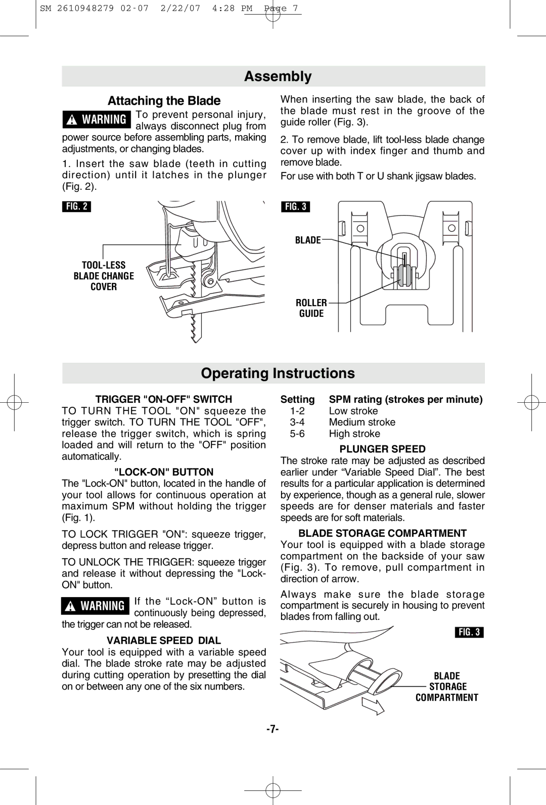 Skil 4290 manual Assembly, Operating Instructions 