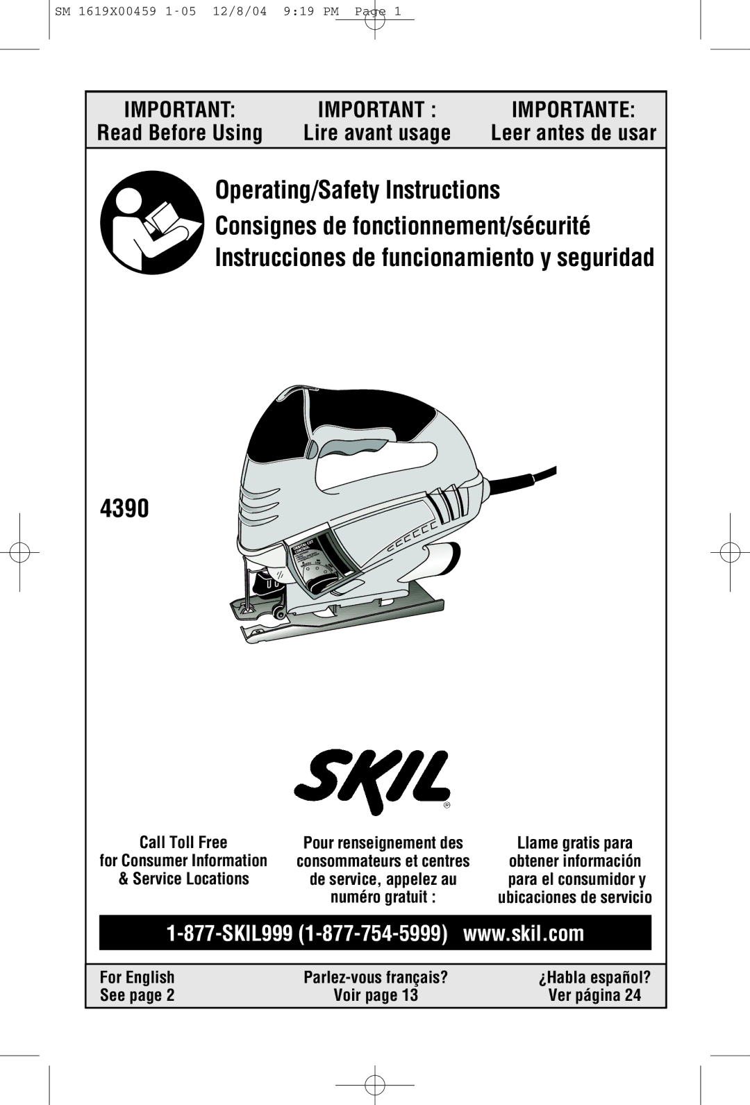 Skil 4390 manual For English Parlez-vous français?, See 