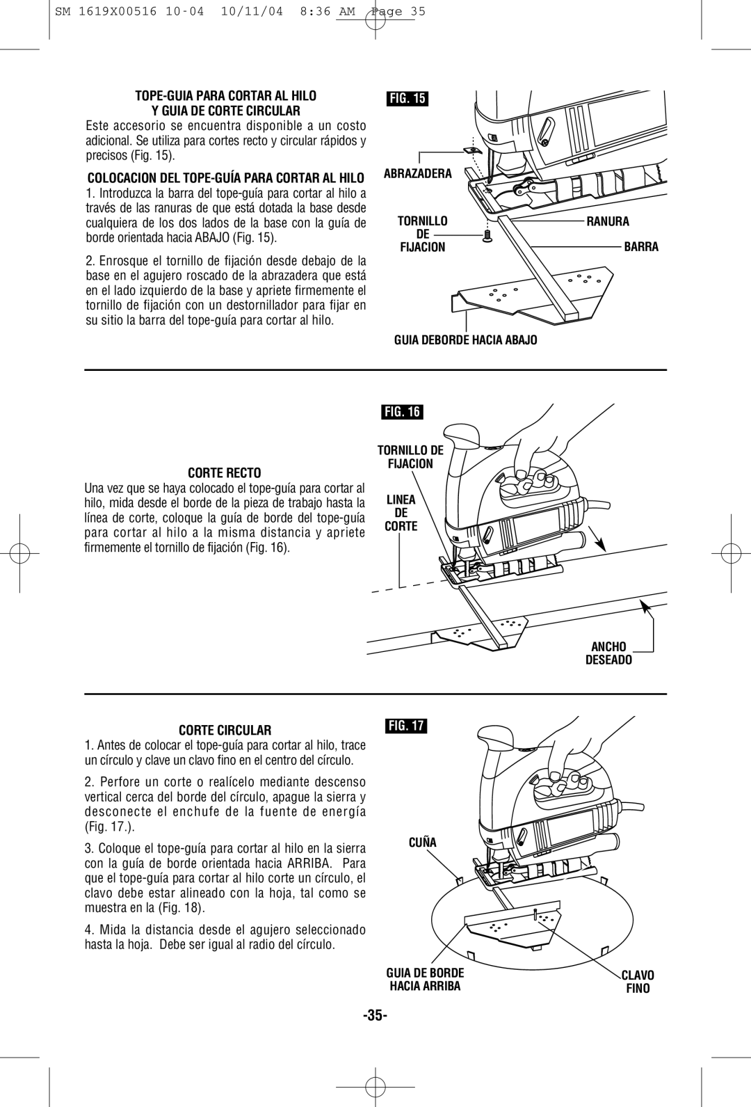 Skil 4485 manual TOPE-GUIA Para Cortar AL Hilo Guia DE Corte Circular, Corte Recto 