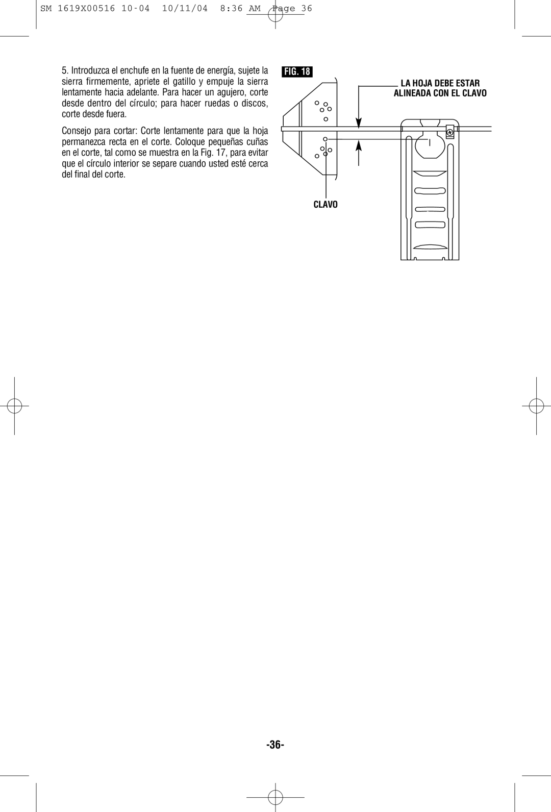 Skil 4485 manual Del final del corte 