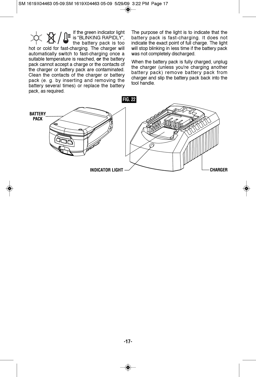 Skil 4570 manual Battery Pack Indicator Light Charger 