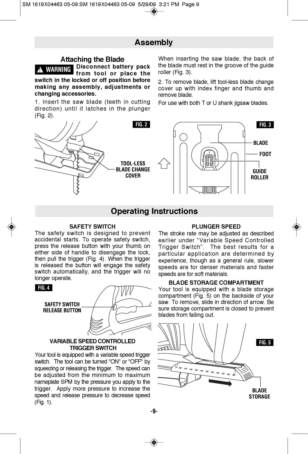 Skil 4570 manual Assembly, Operating Instructions 