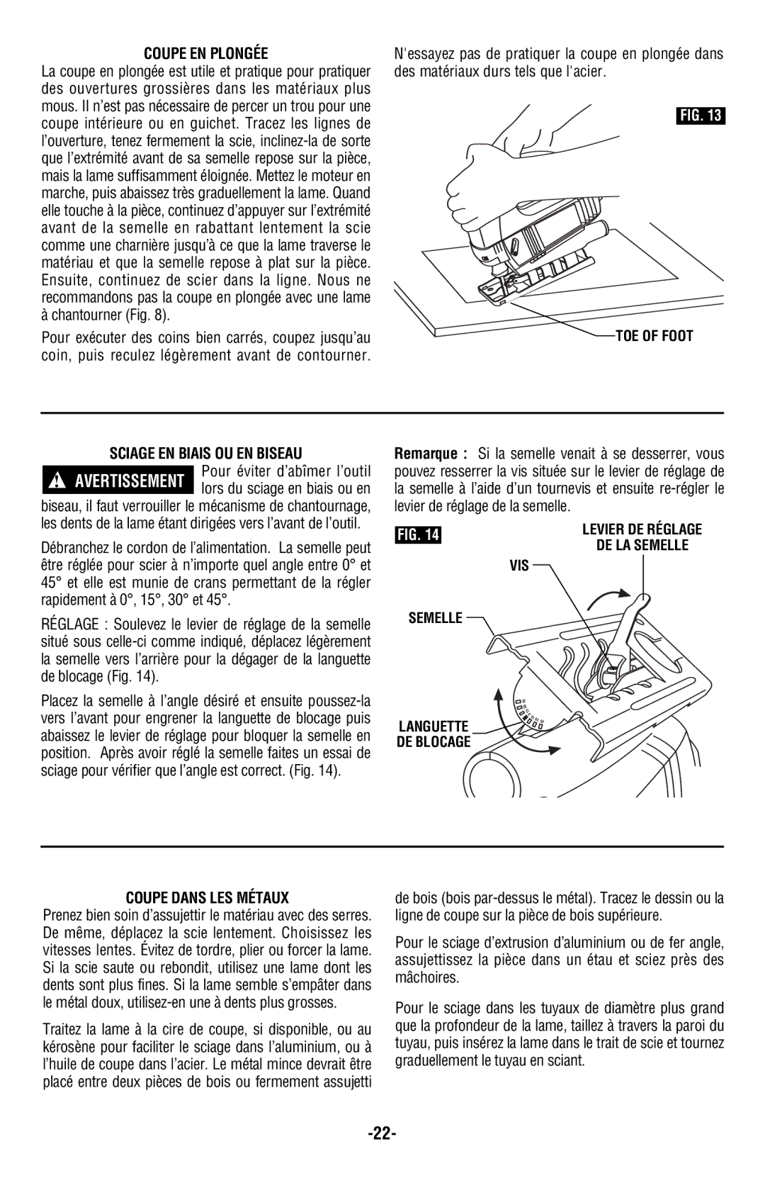 Skil 4540, 4580 Coupe EN Plongée, Sciage EN Biais OU EN Biseau, Coupe Dans LES Métaux, VIS Semelle Languette DE Blocage 