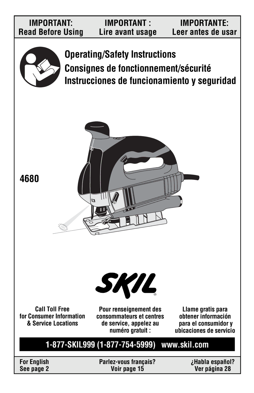 Skil 4680 manual For English, See 