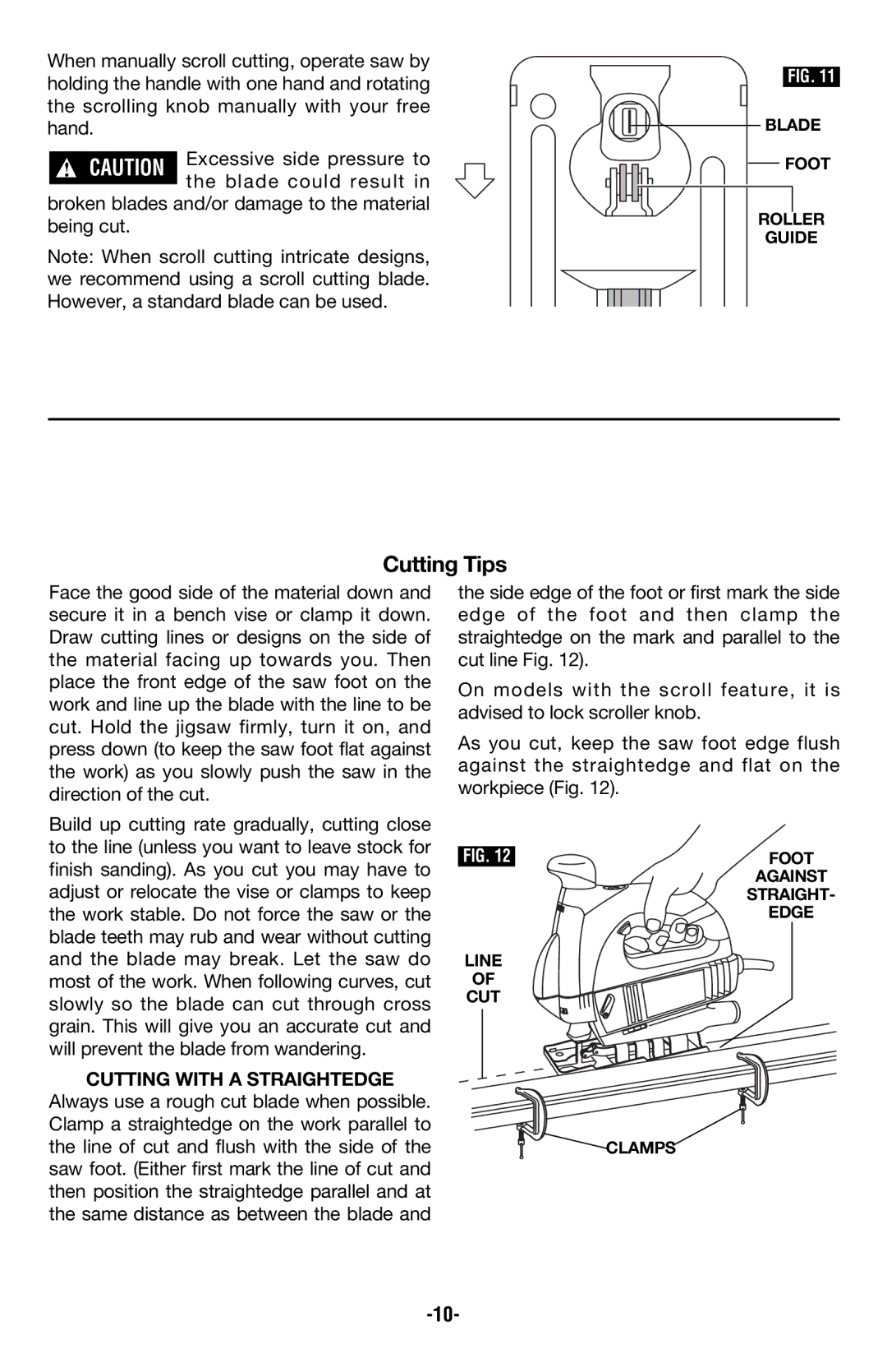 Skil 4680 manual Cutting Tips, Cutting with a Straightedge 