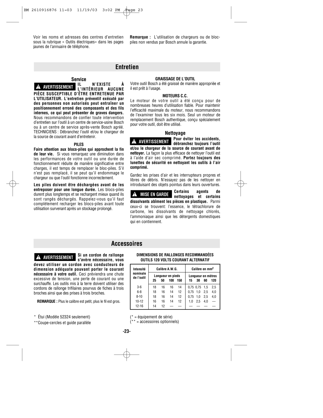 Skil 52314, 52324, 52318 manual Entretien, Accessoires, Service, Nettoyage 