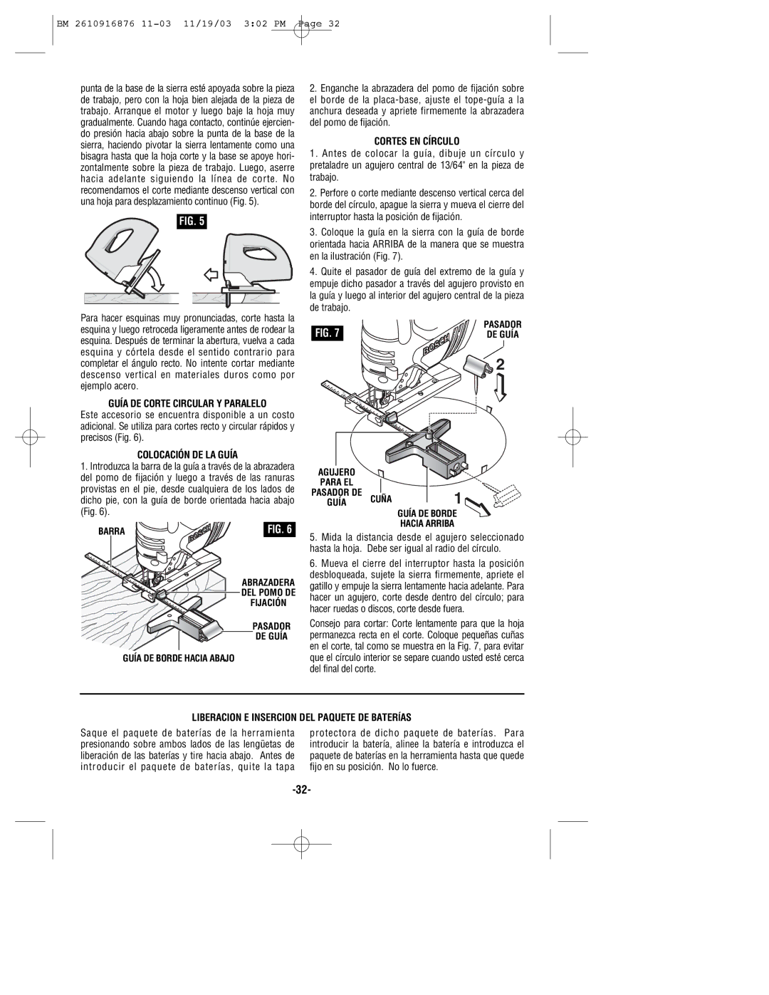 Skil 52314, 52324, 52318 manual Guía DE Corte Circular Y Paralelo, Colocación DE LA Guía, Cortes EN Círculo 