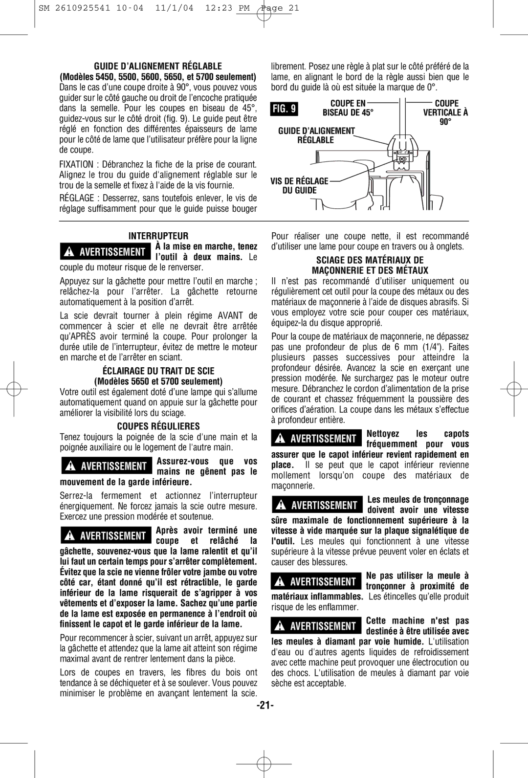 Skil 5400 manual Guide D’ALIGNEMENT Réglable, Interrupteur, Éclairage DU Trait DE Scie, Coupes Régulieres 