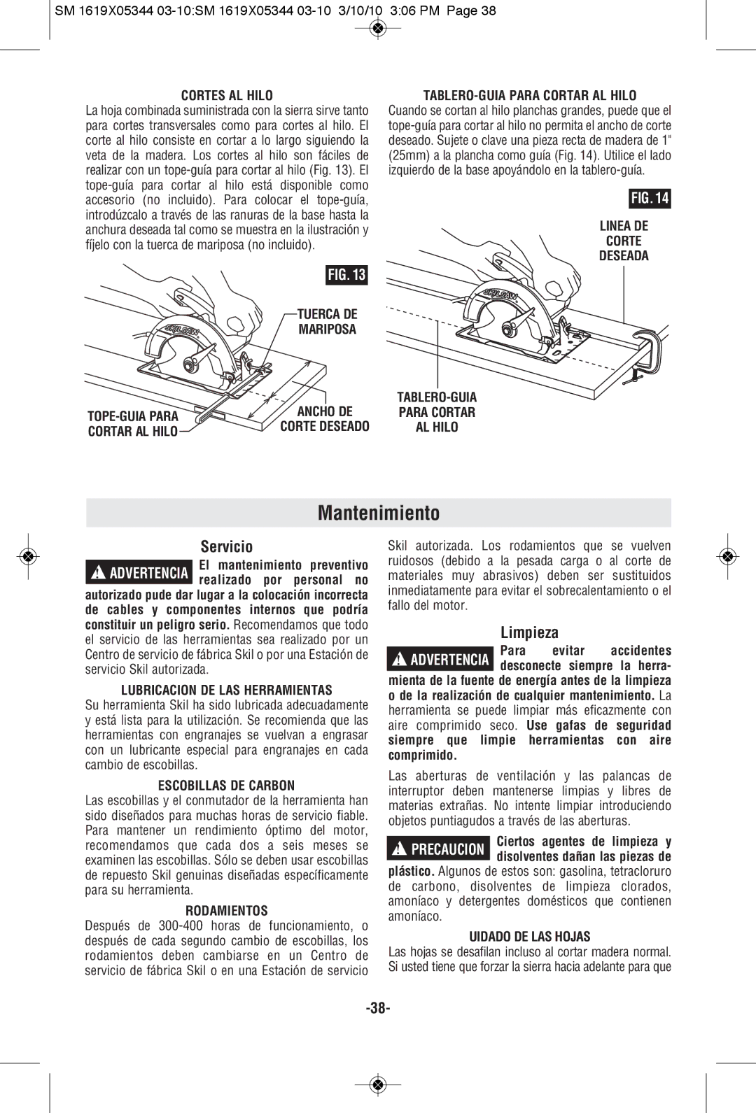 Skil 5380, 5480, 5385, 5485 manual Mantenimiento, Servicio, Limpieza 