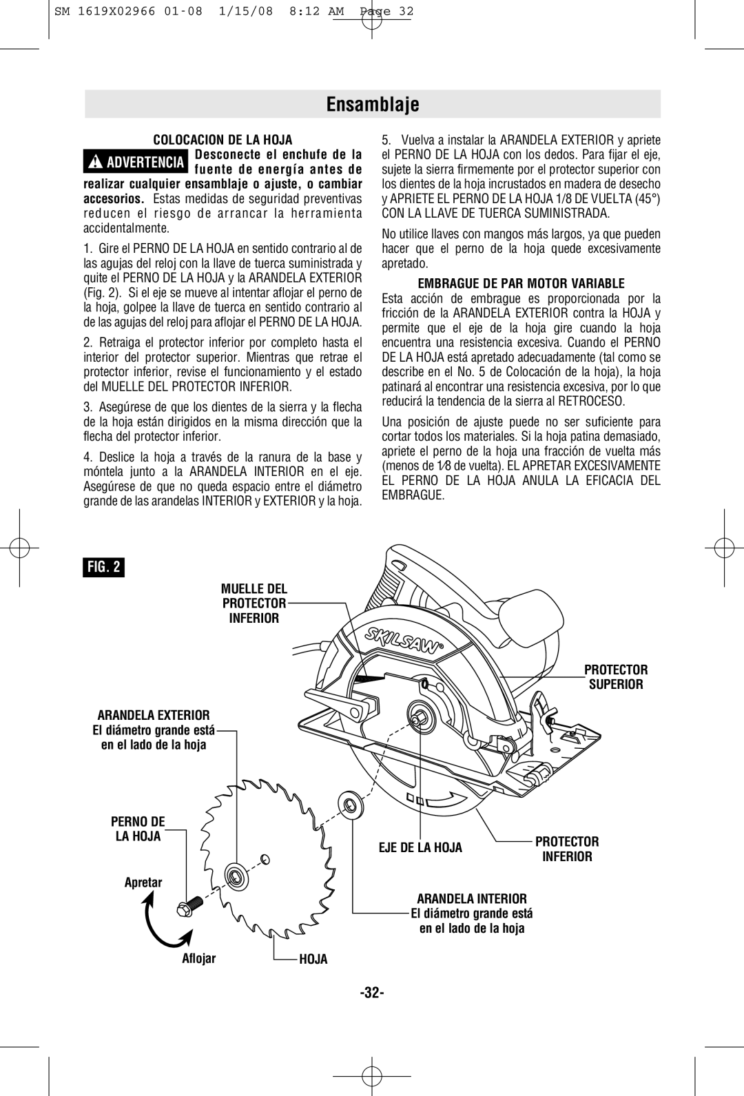 Skil 5580, 5585 manual Ensamblaje 