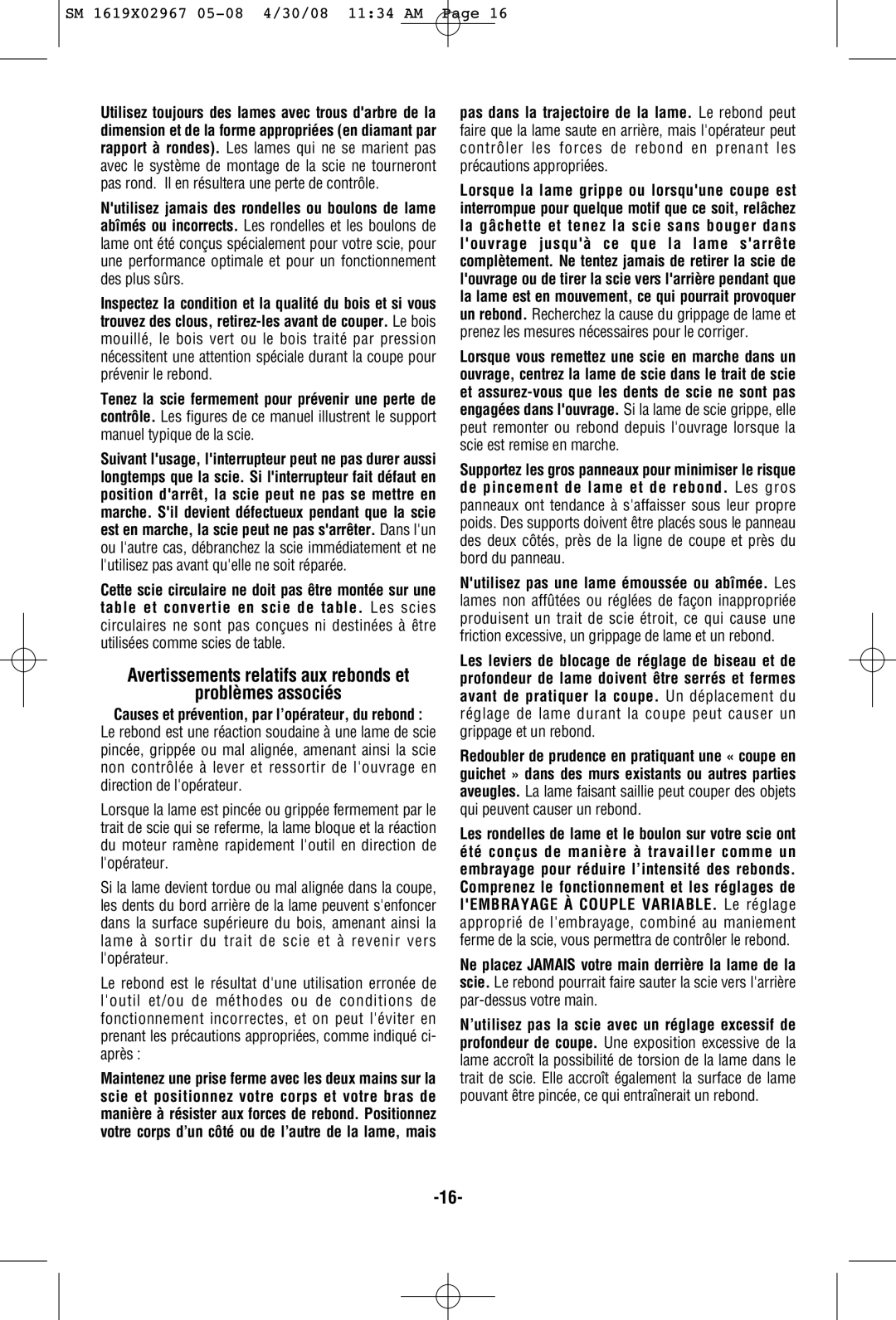 Skil 5680 manual Problèmes associés 