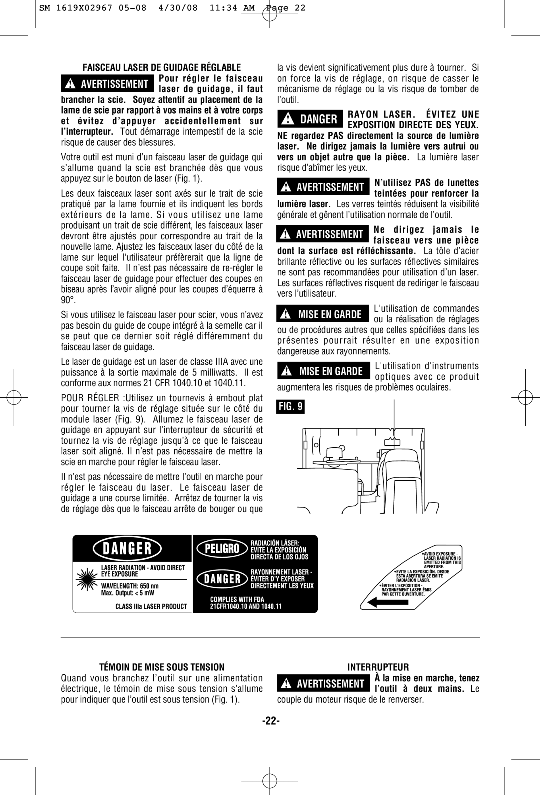 Skil 5680 manual Ne dirigez jamais le, Interrupteur 