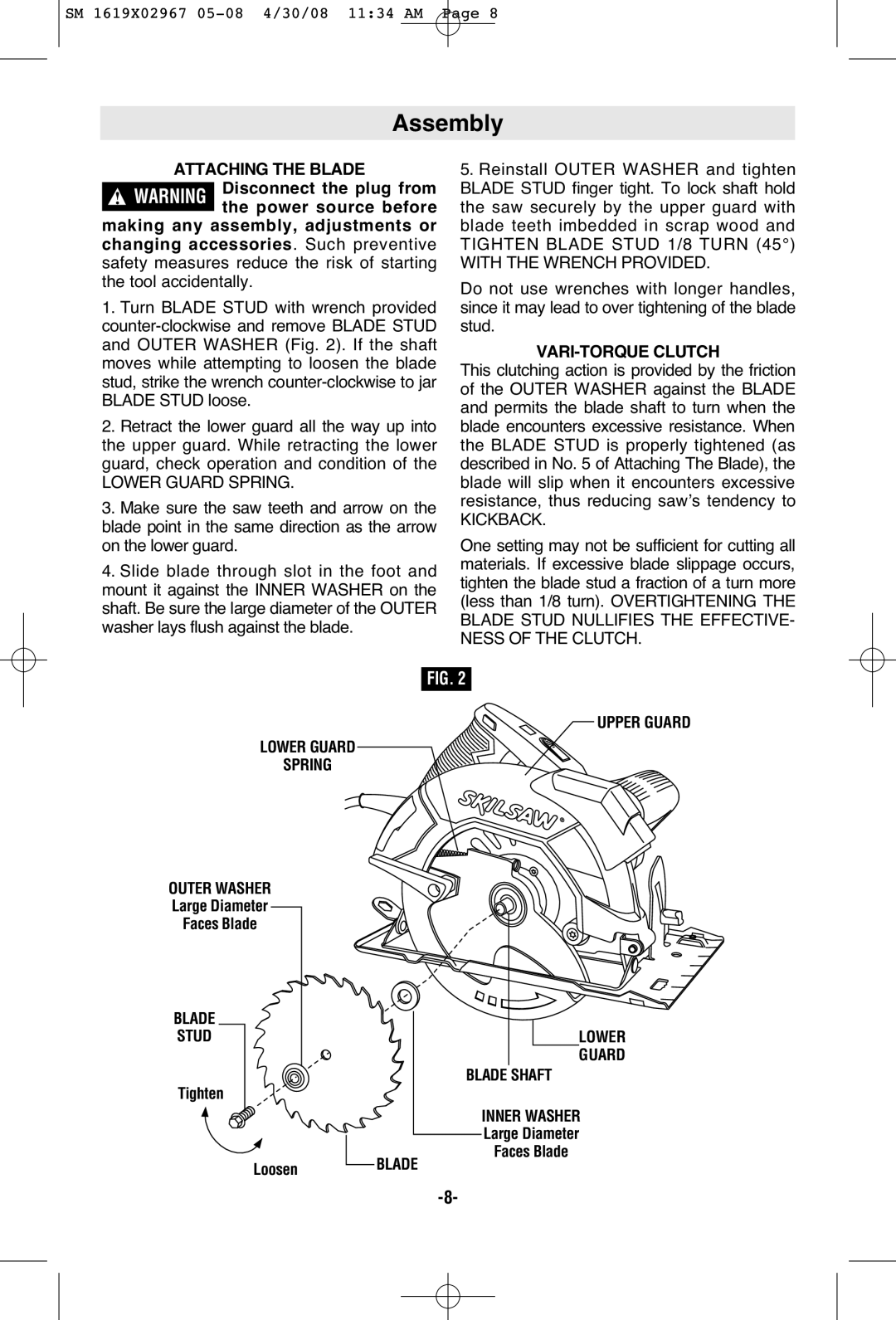 Skil 5680 manual Assembly 