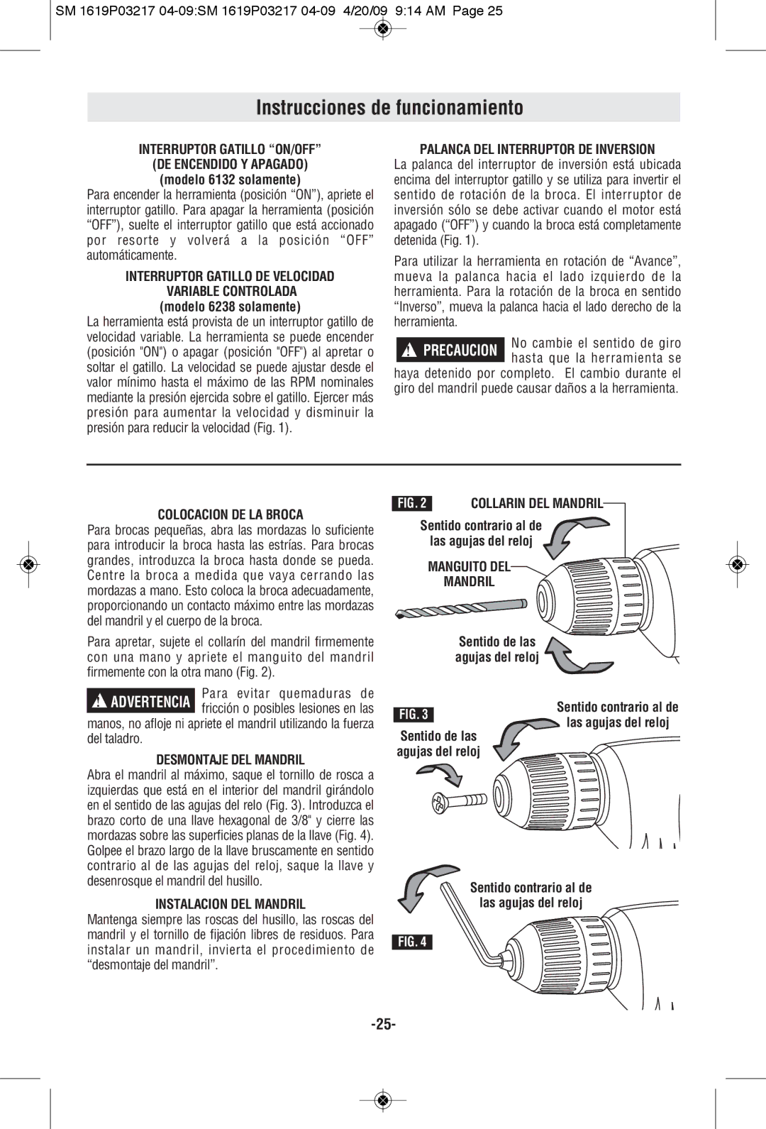 Skil 6238, 6132 manual Instrucciones de funcionamiento 