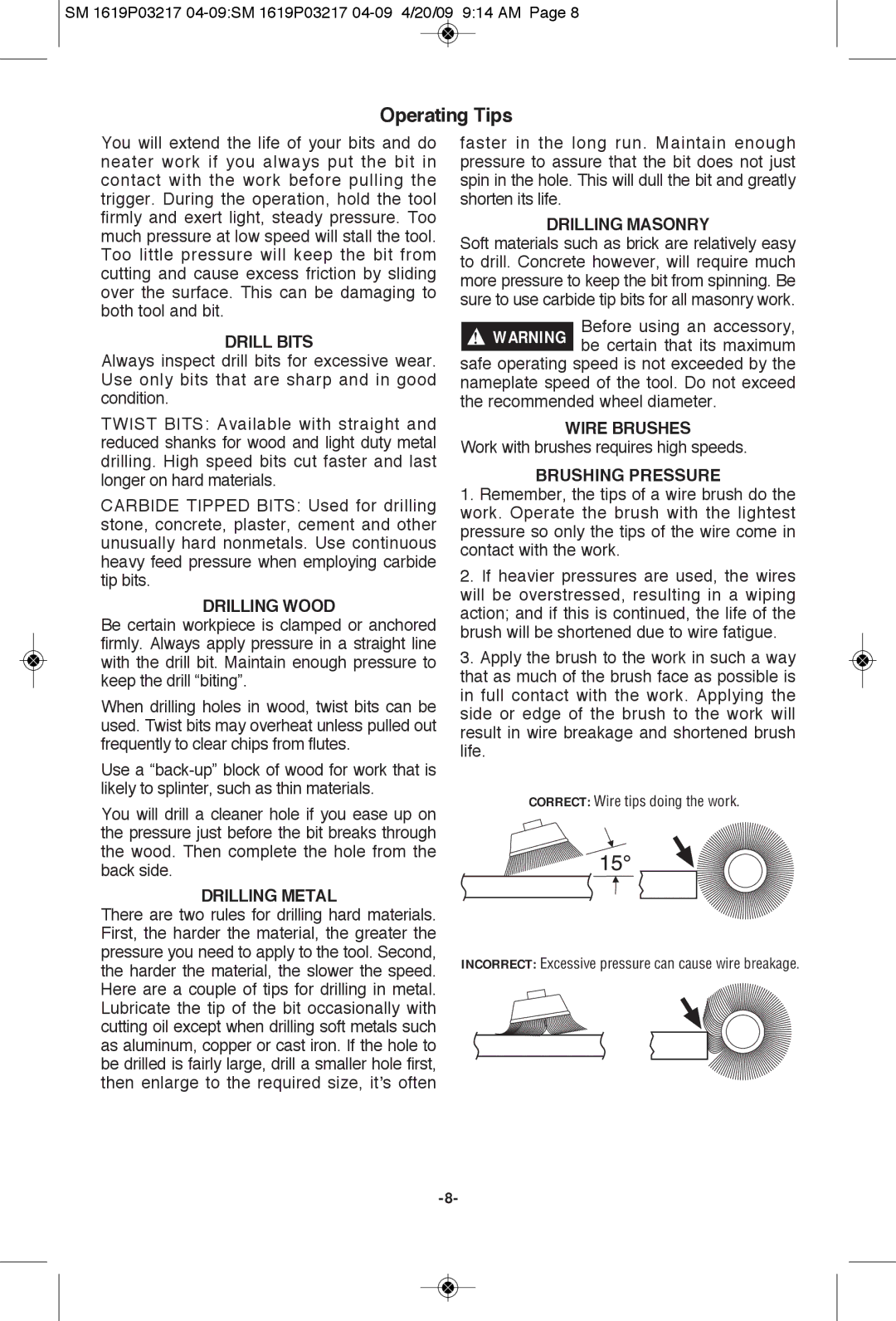 Skil 6132, 6238 manual Operating Tips 