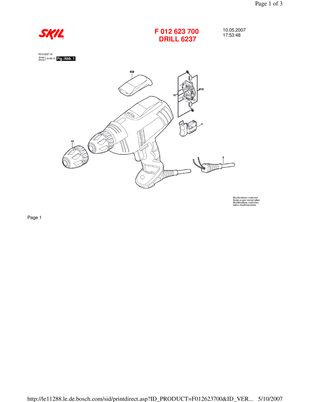 Skil 6237 manual 012 623 700 Drill 