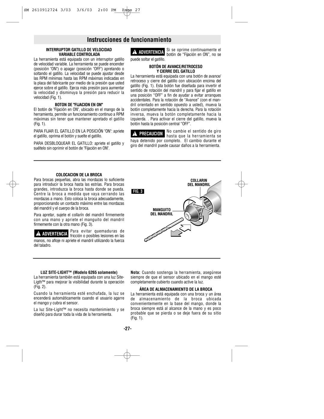 Skil 6265 manual Instrucciones de funcionamiento 