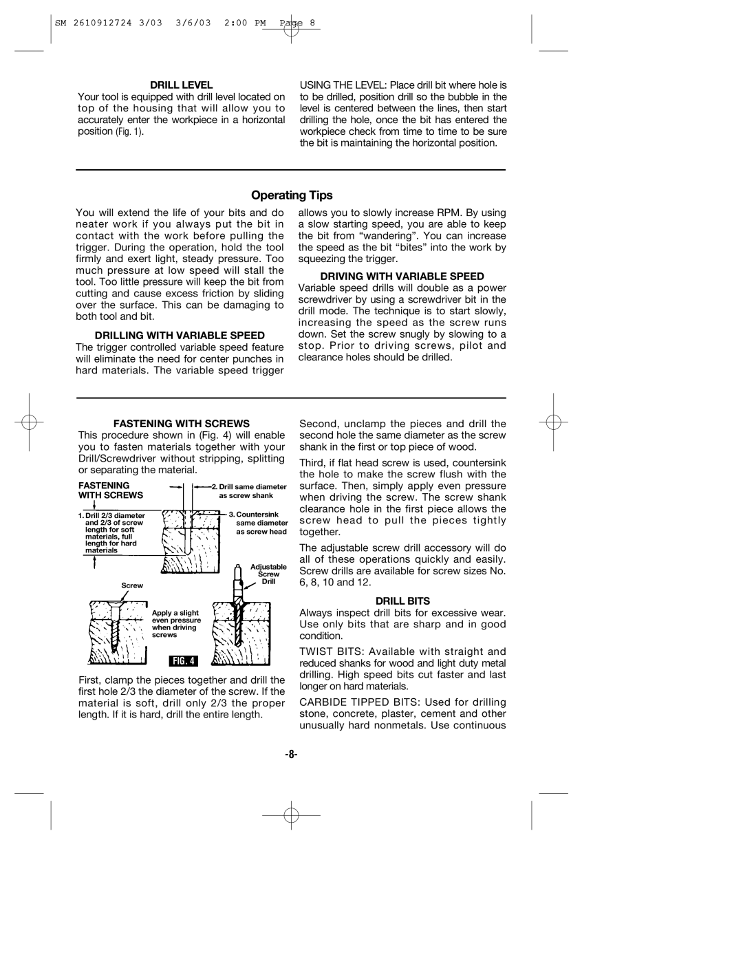 Skil 6265 manual Operating Tips 