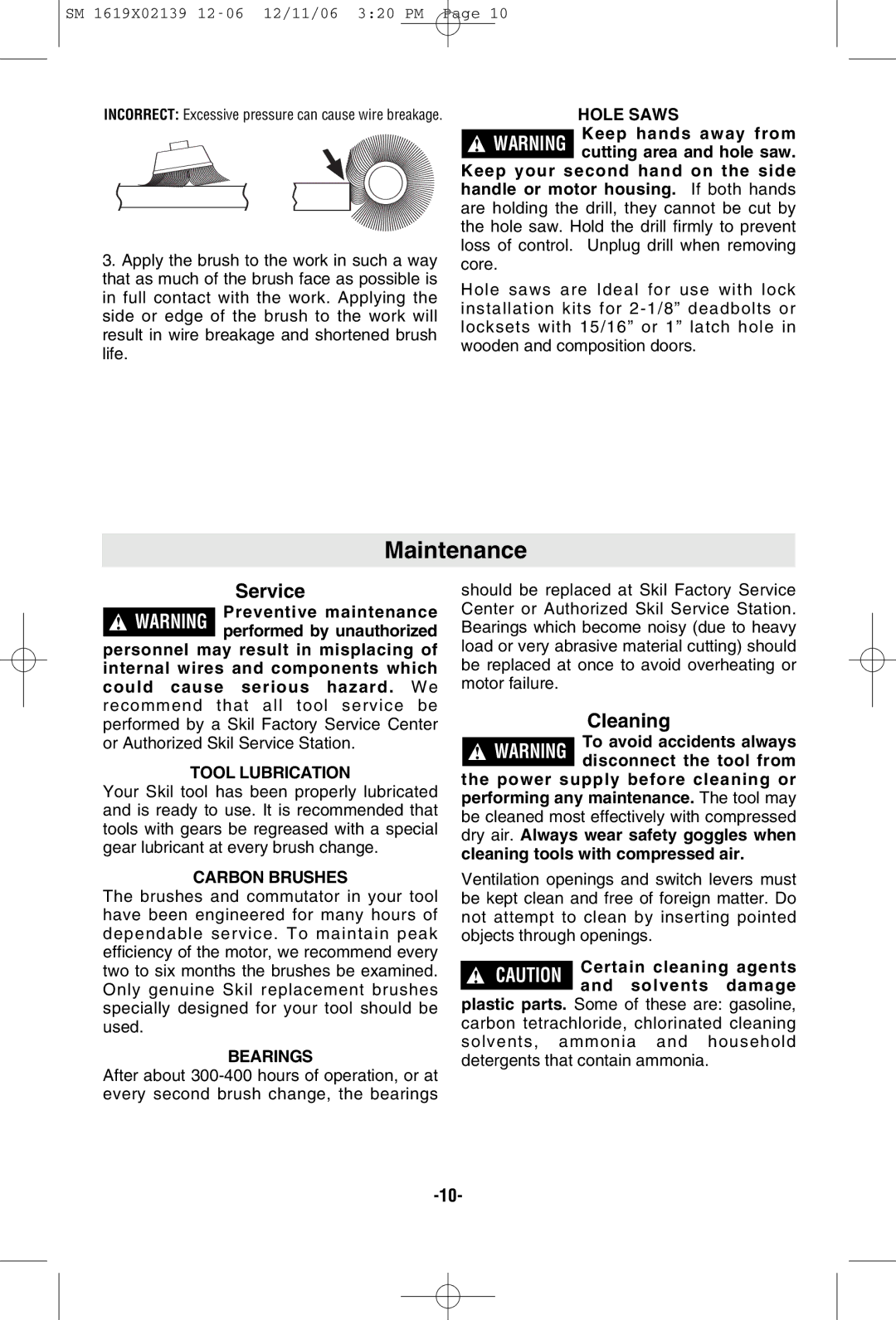 Skil 6267 manual Maintenance, Cleaning 