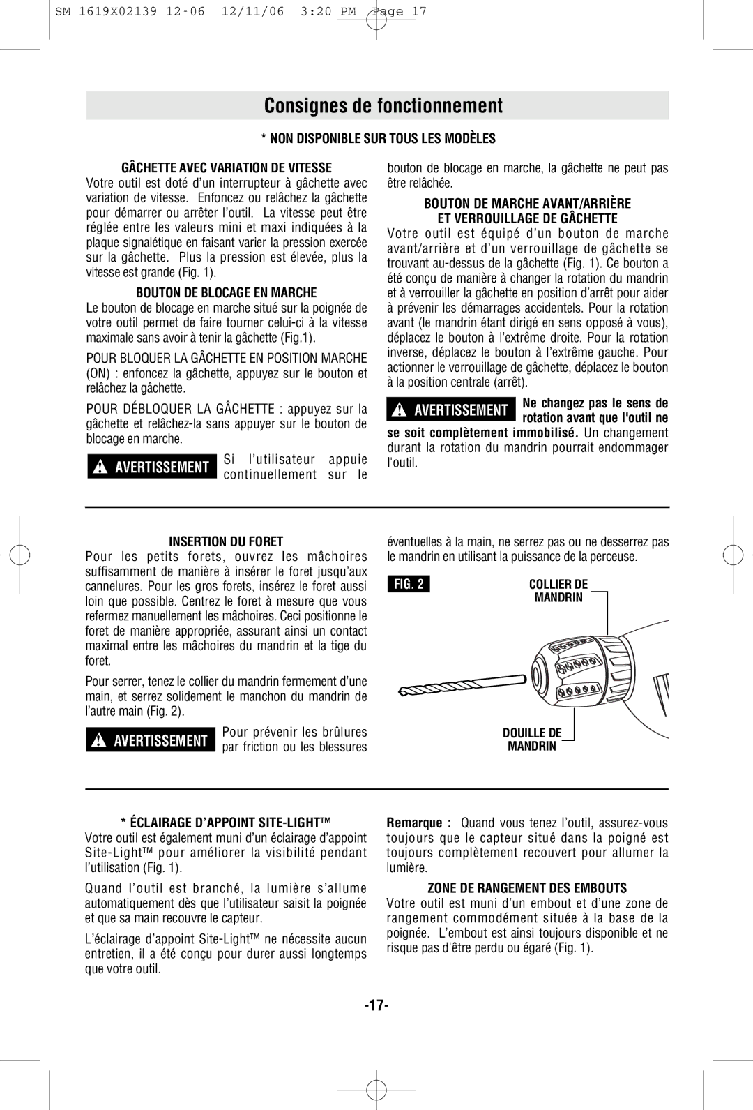 Skil 6267 manual Consignes de fonctionnement 