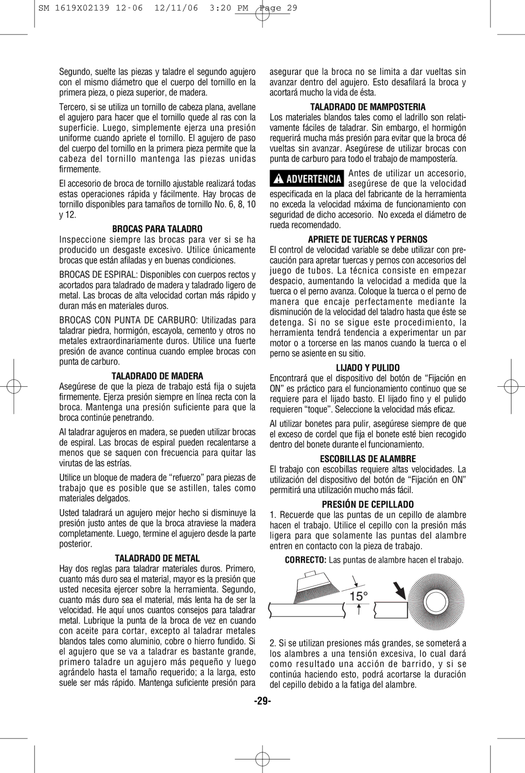 Skil 6267 manual Brocas Para Taladro, Taladrado DE Madera, Taladrado DE Metal, Taladrado DE Mamposteria, Lijado Y Pulido 