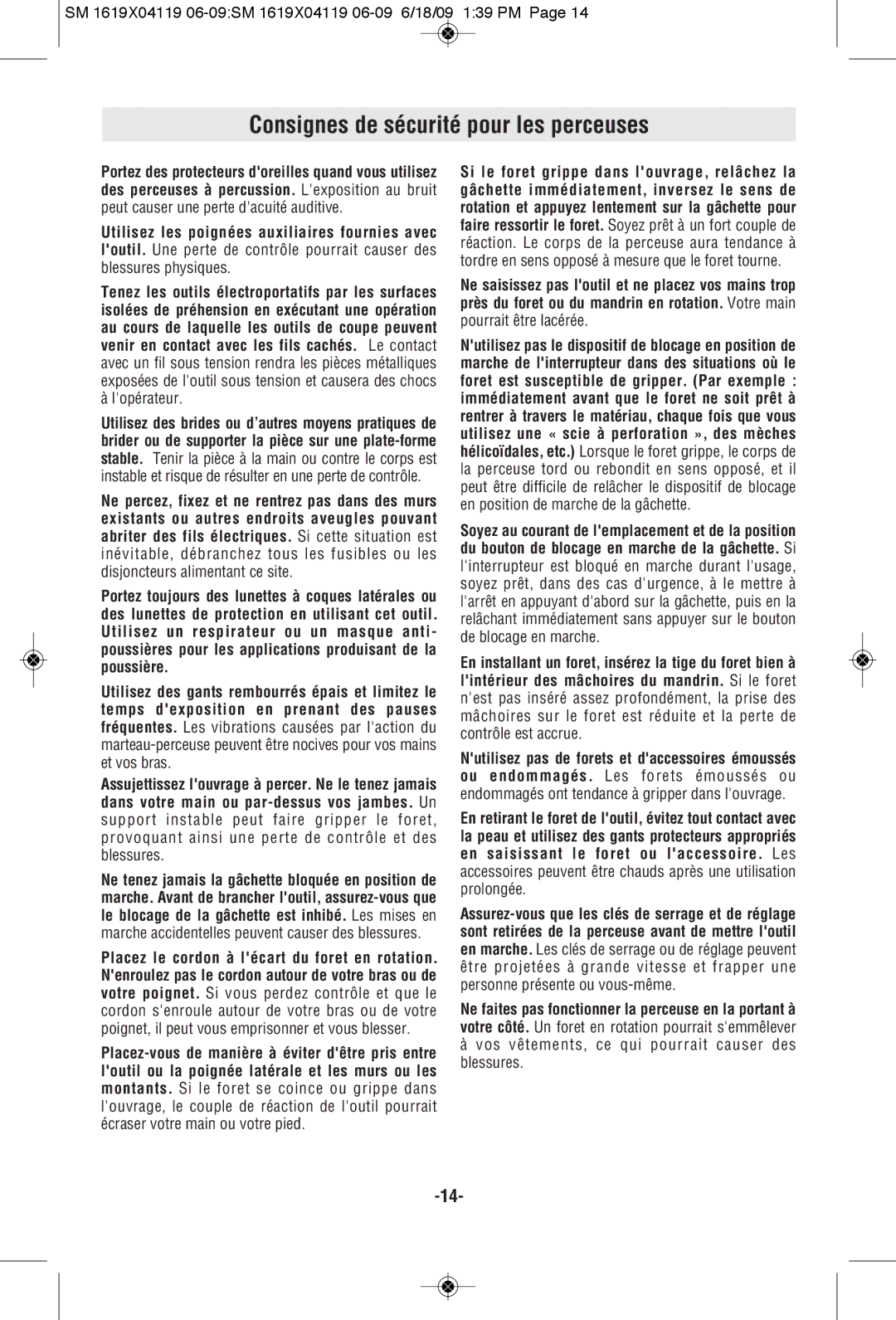 Skil 6277 manual Consignes de sécurité pour les perceuses 