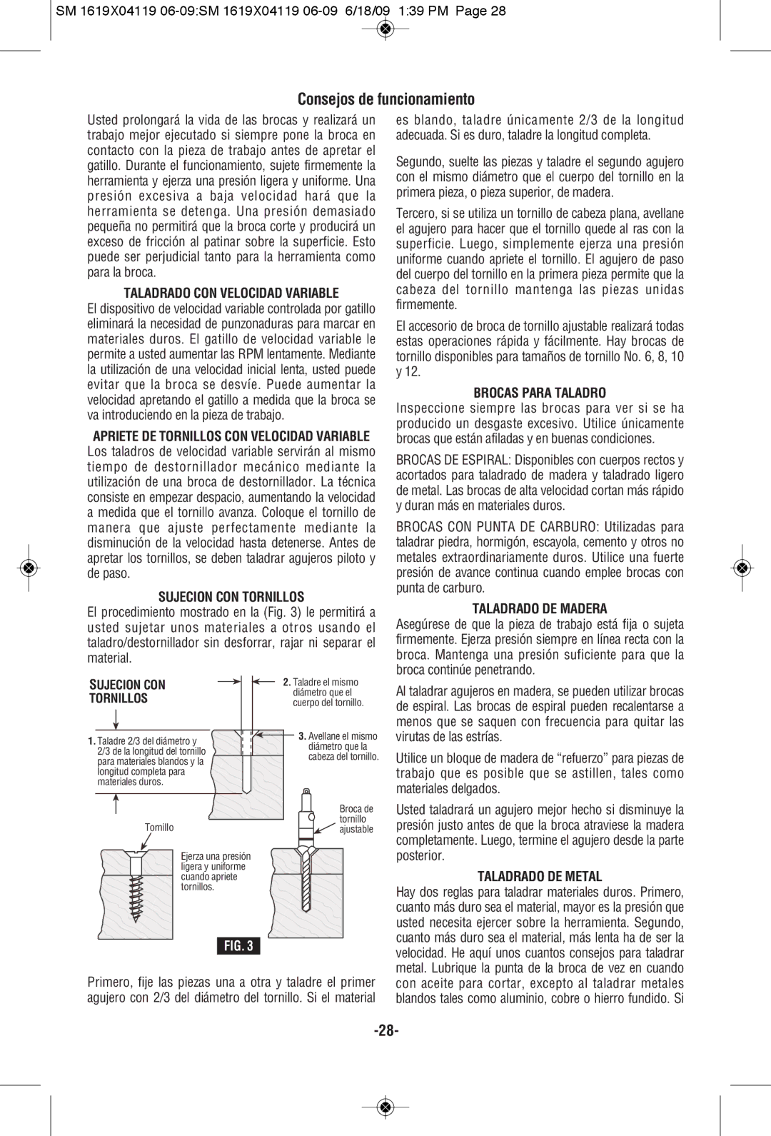 Skil 6277 Consejos de funcionamiento, Sujecion CON Tornillos, Brocas Para Taladro, Taladrado DE Madera, Taladrado DE Metal 