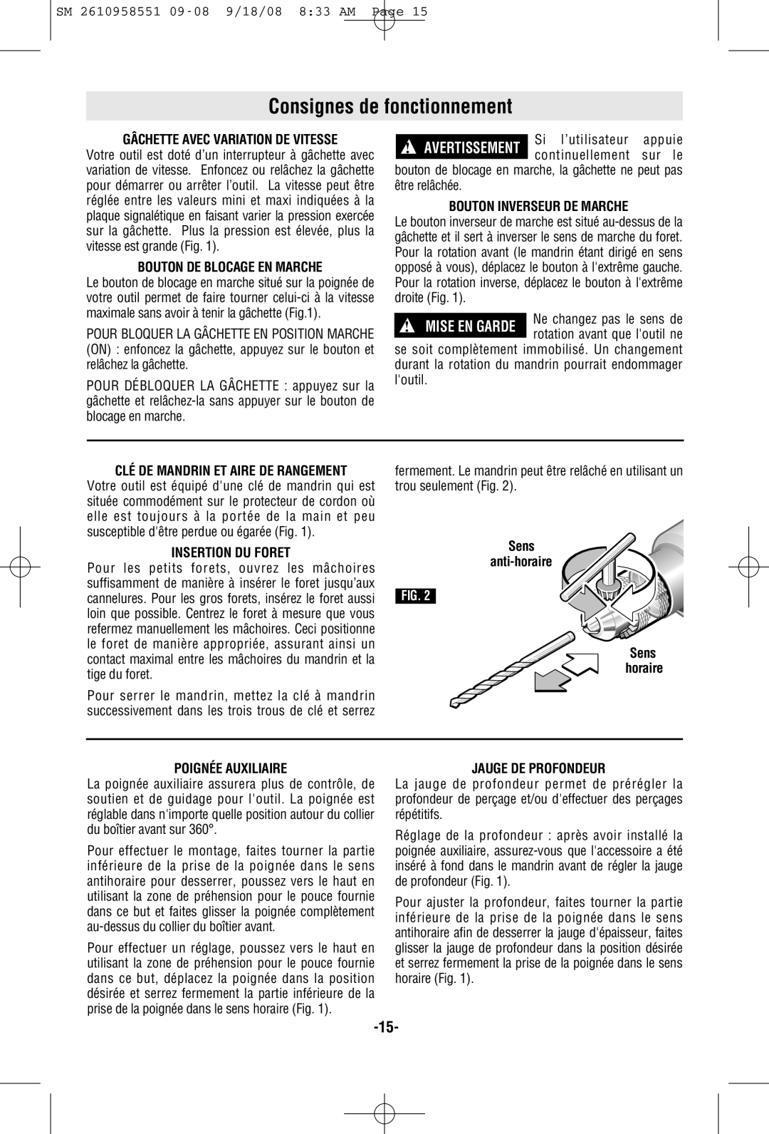 Skil 6445 manual Consignes de fonctionnement 