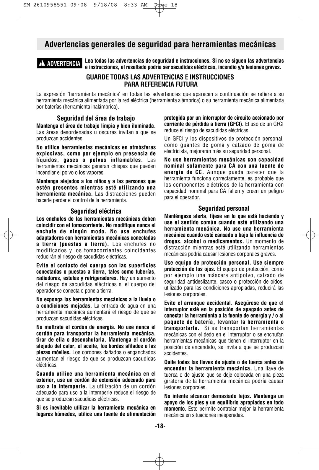 Skil 6445 manual Seguridad del área de trabajo, Seguridad eléctrica, Seguridad personal 