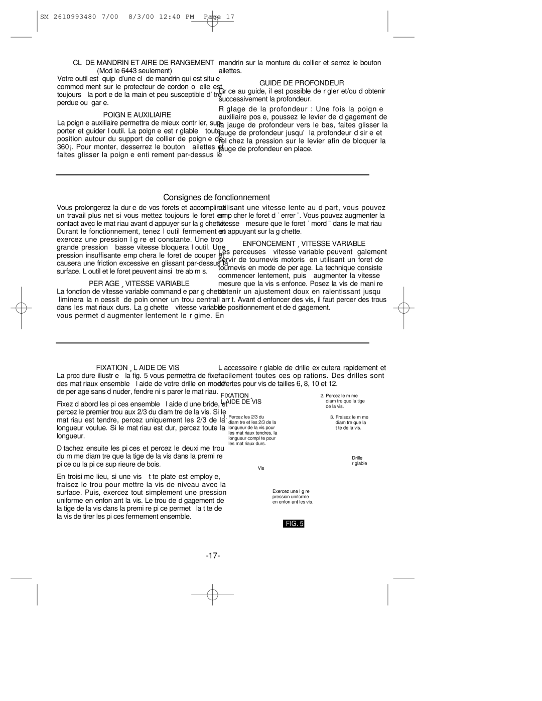 Skil 6443, 6464 manual Consignes de fonctionnement 