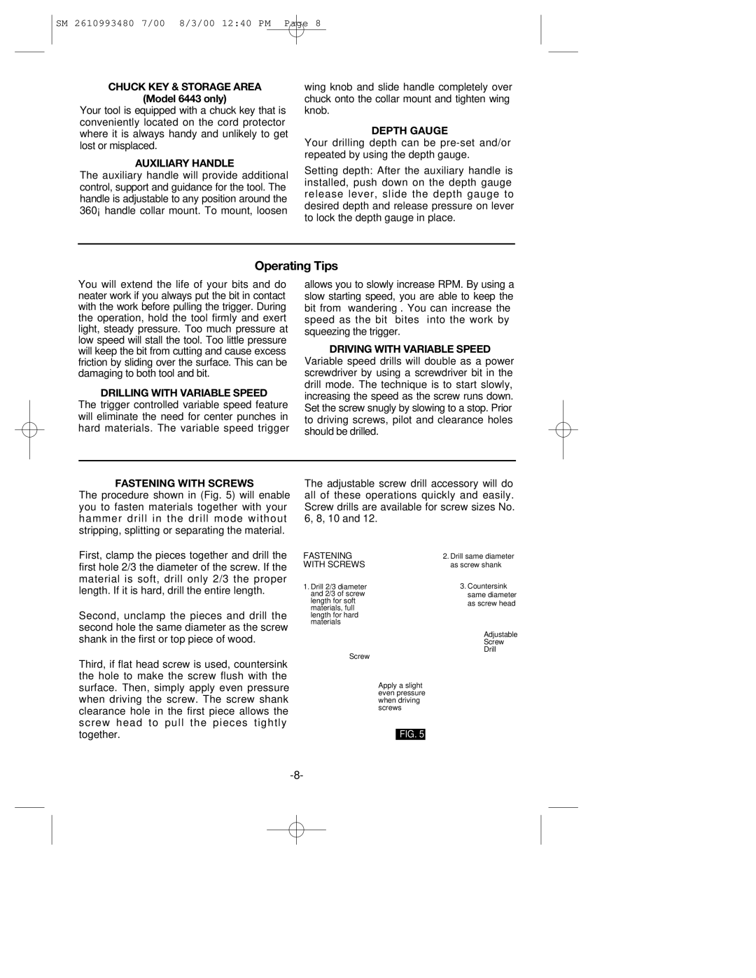 Skil 6464, 6443 manual Operating Tips 