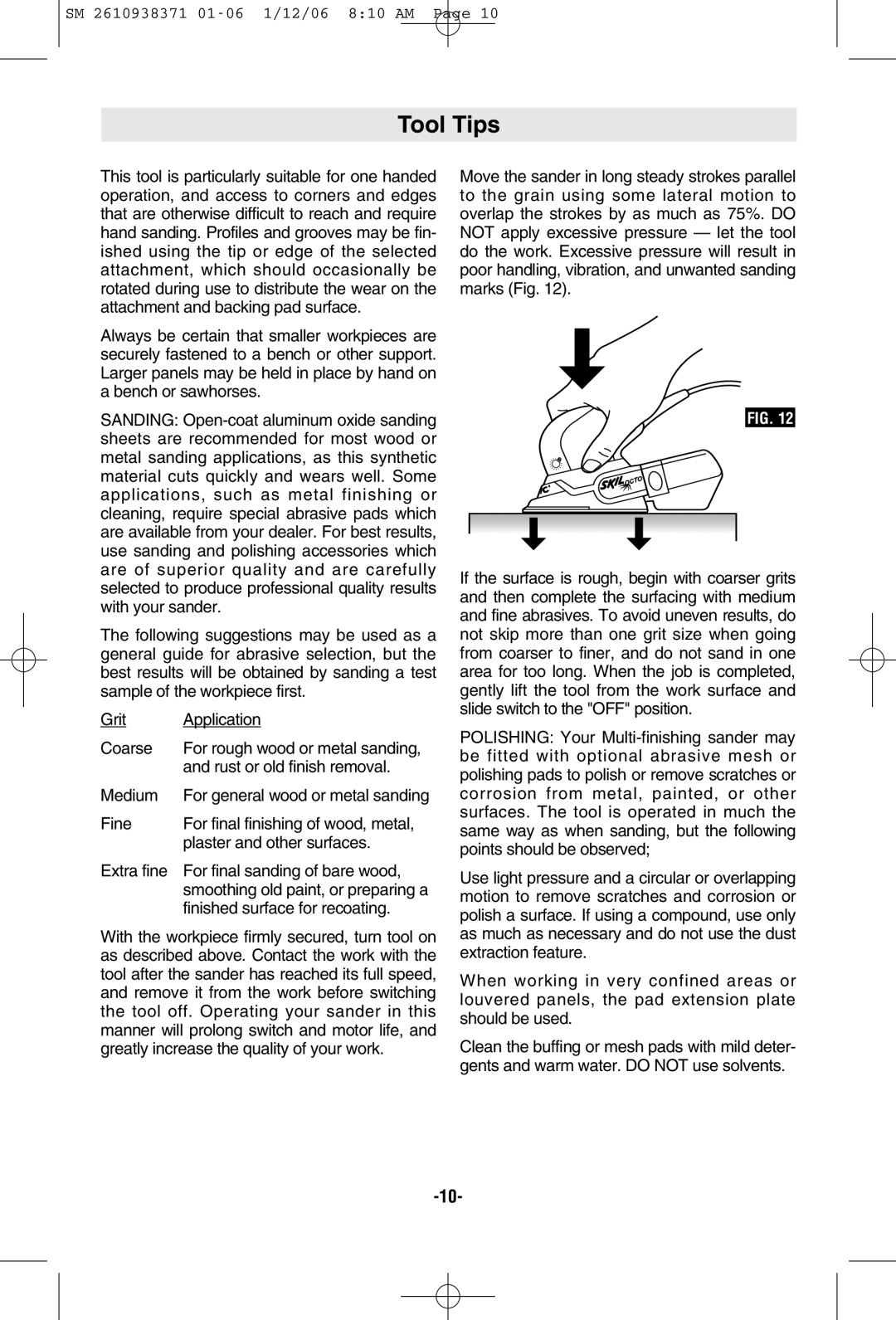 Skil 7300 manual Tool Tips 