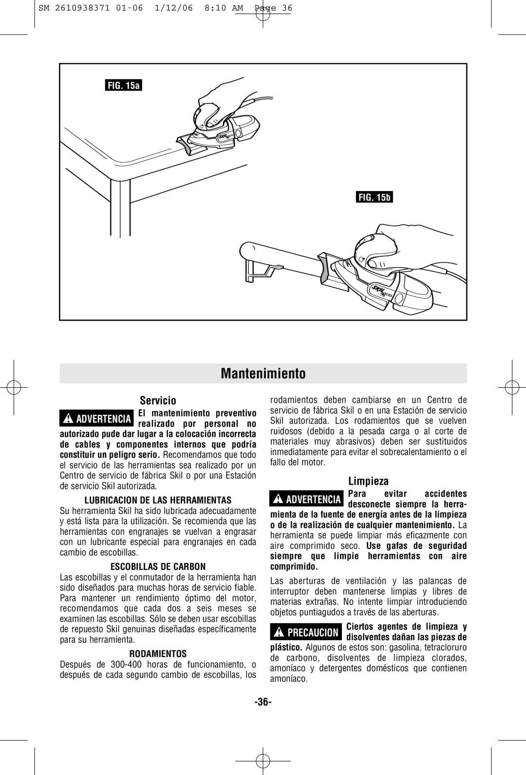 Skil 7300 manual Mantenimiento, Servicio, Limpieza 