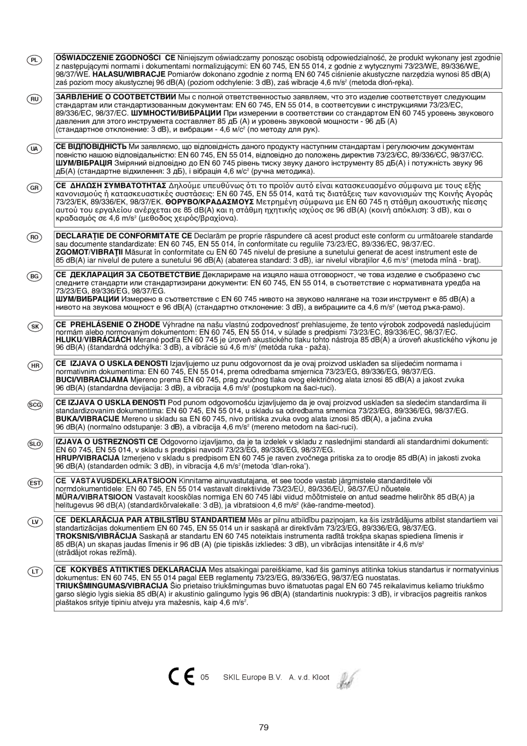 Skil 7365, 7350, 7360 manual CE ∆ΗΛΩΣΗ Σymbatotητασ ∆ηλ 