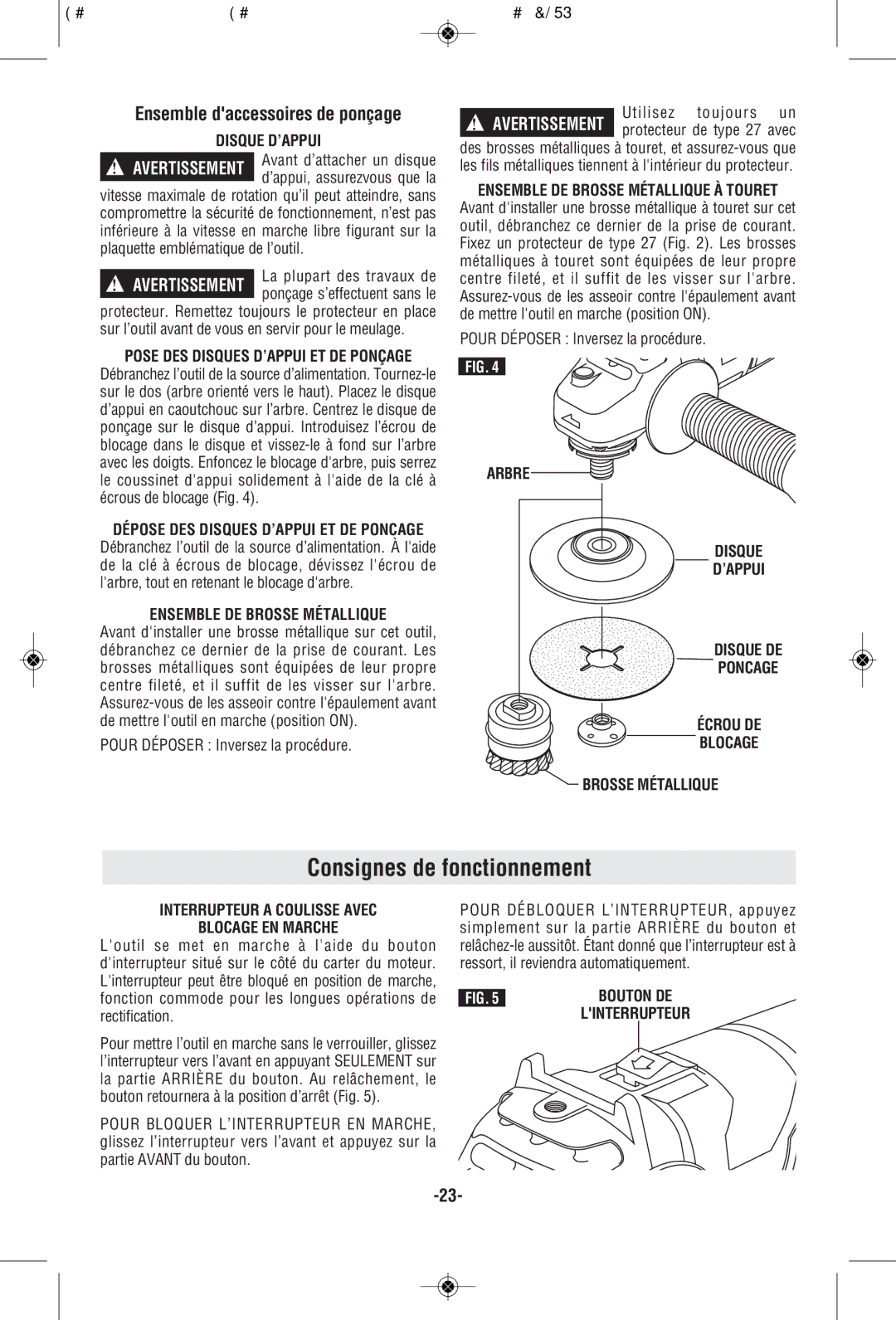 Skil 9295 manual Consignes de fonctionnement 