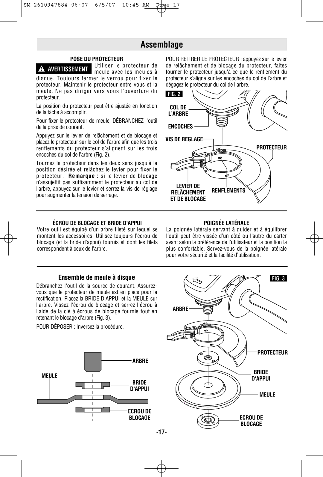 Skil 9330 manual Assemblage, Ensemble de meule à disque 