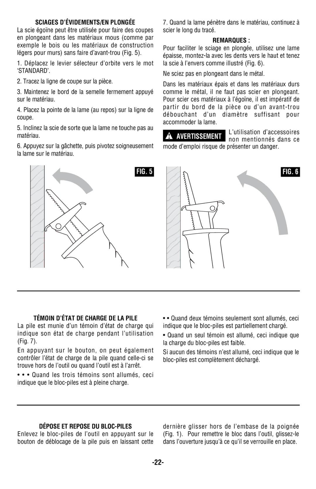 Skil 9350 manual Sciages D’ÉVIDEMENTS/EN Plongée, Remarques, Mode d’emploi risque de présenter un danger 