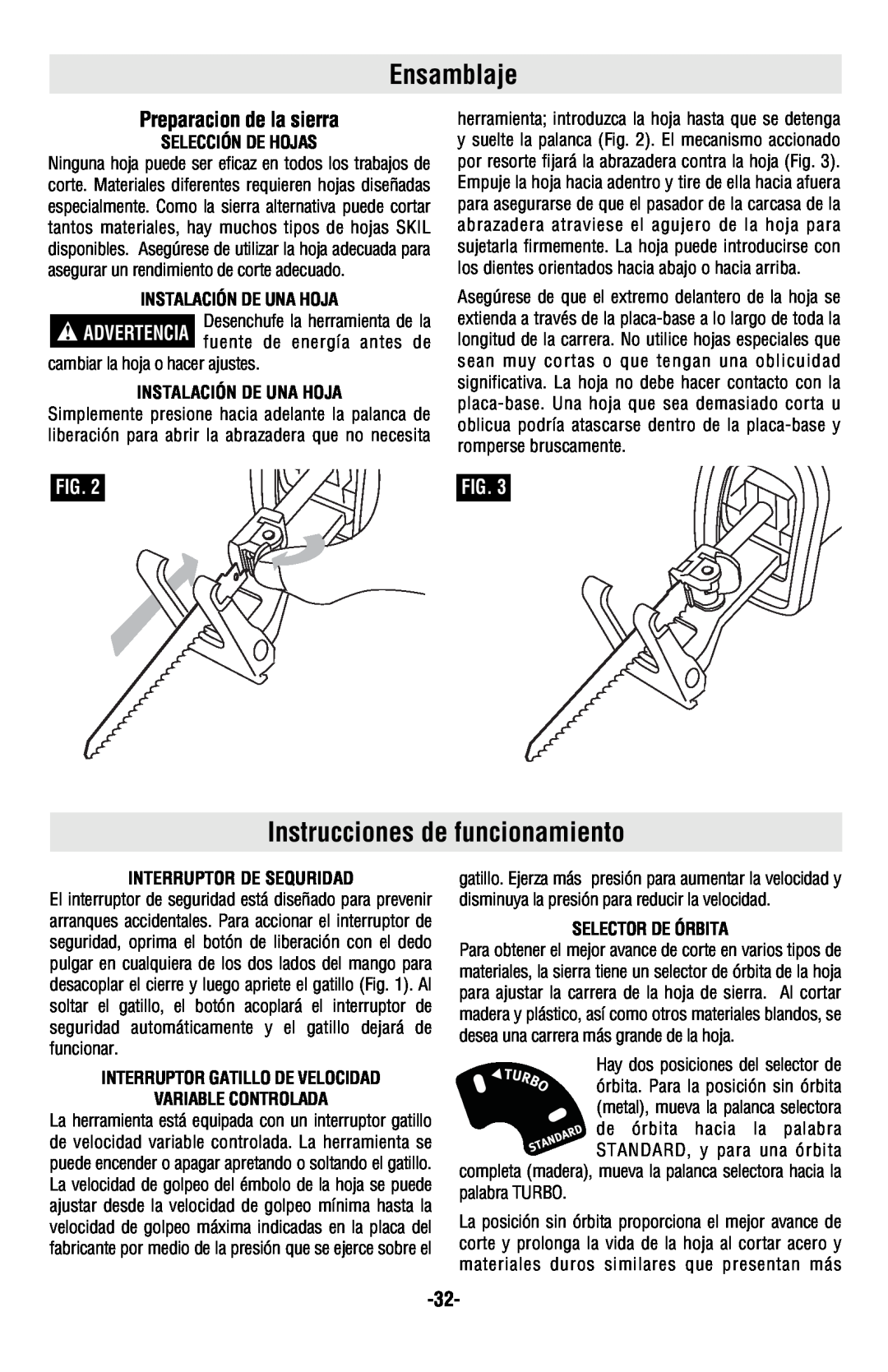 Skil 9350 manual Ensamblaje, Instrucciones de funcionamiento, Preparacion de la sierra 
