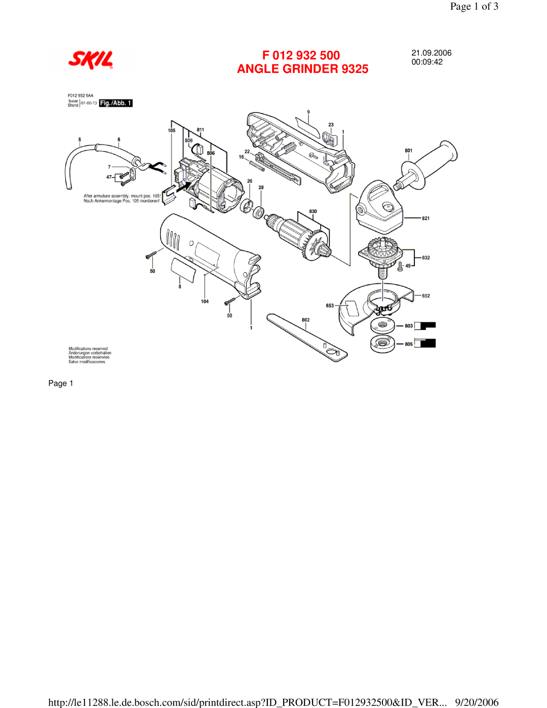 Skil F 012 932 500 manual Angle Grinder 