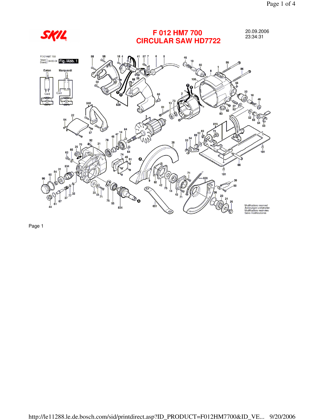 Skil F 012 HM7 700 manual Circular SAW HD7722 