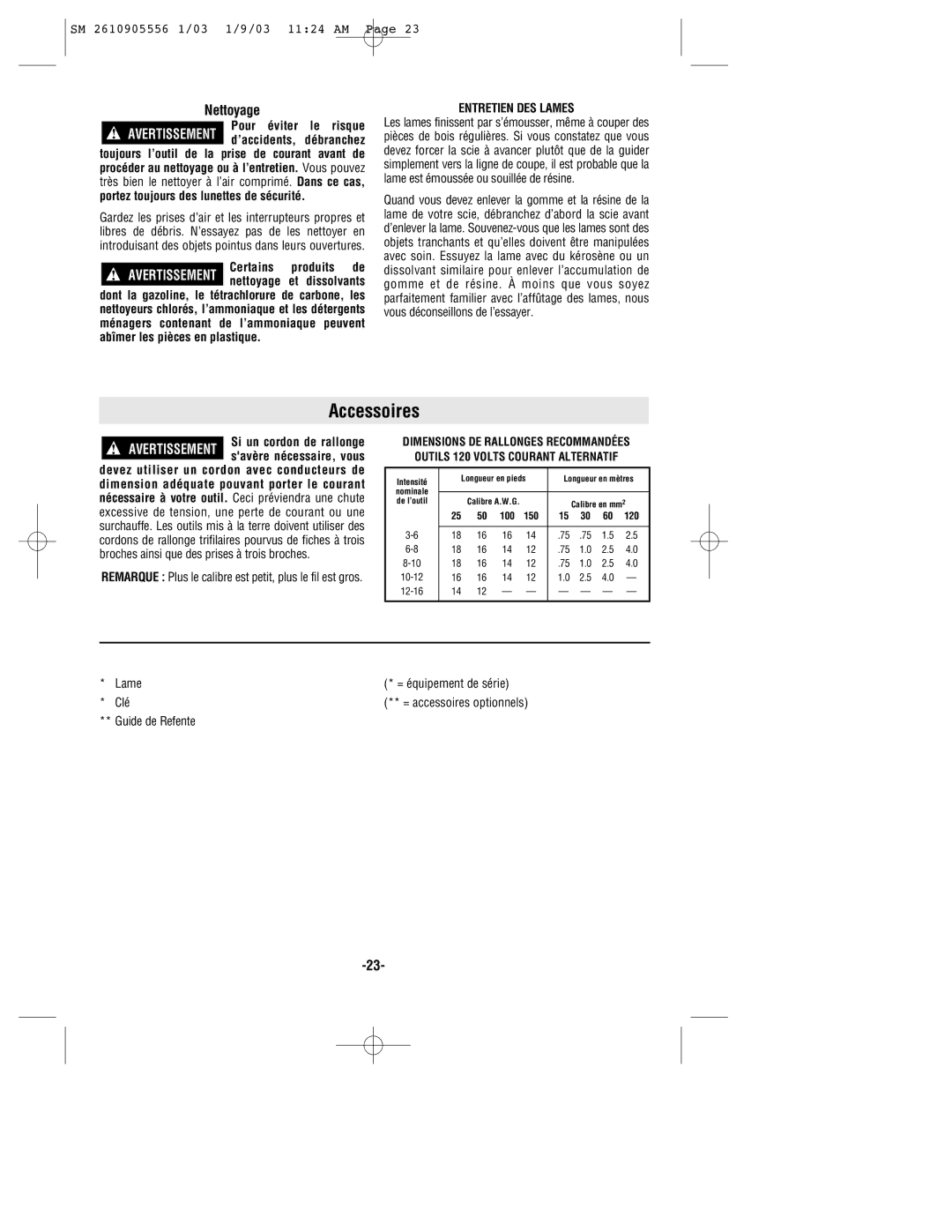 Skil HD5510 manual Accessoires, Pour éviter, Certains, Entretien DES Lames 