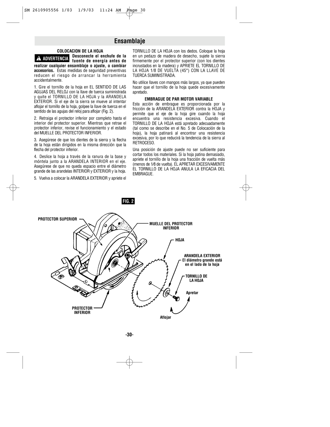 Skil HD5510 manual Ensamblaje, Embrague DE PAR Motor Variable 