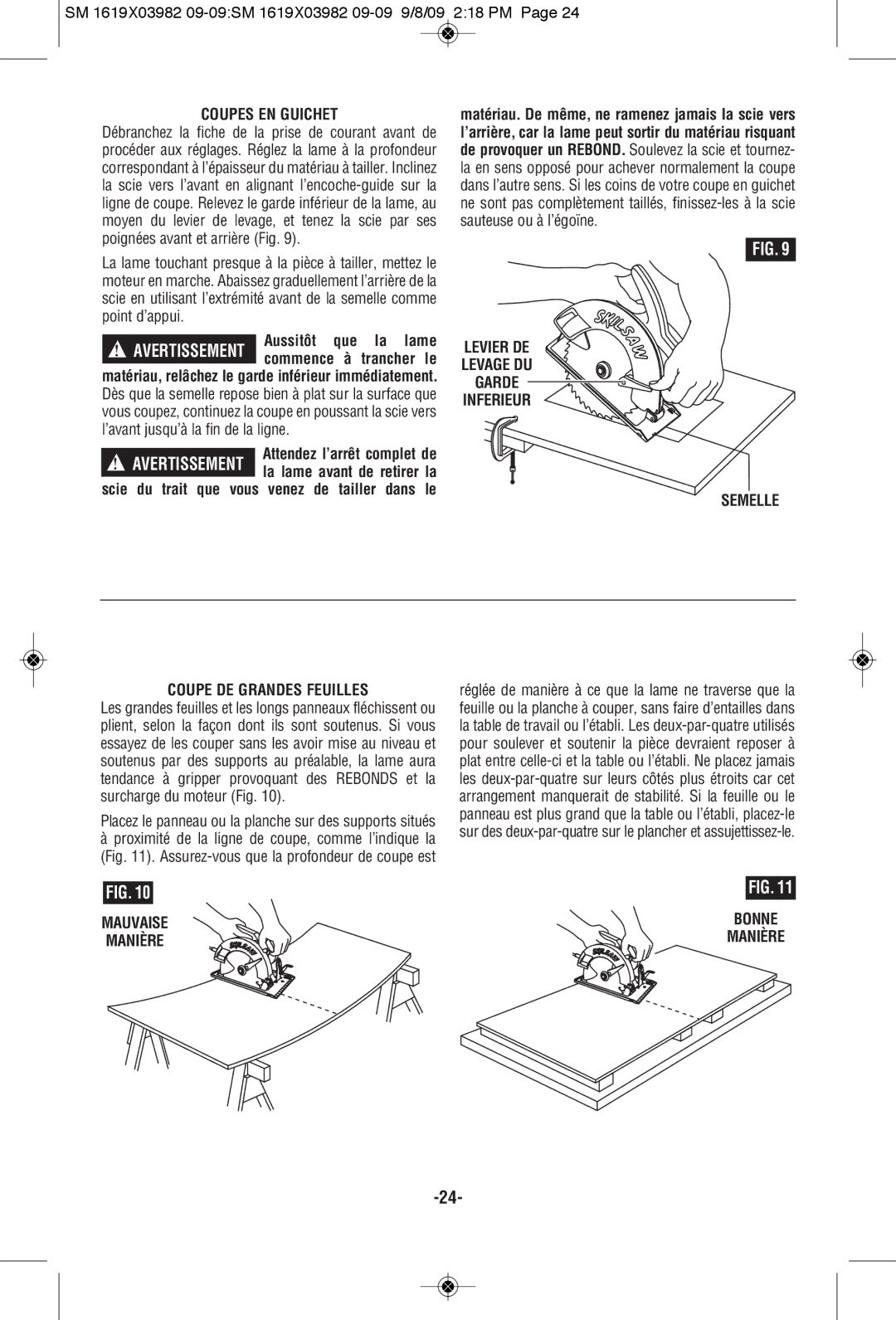 Skil HD5687M manual Coupes EN Guichet, La lame, Mauvaise, Manière 