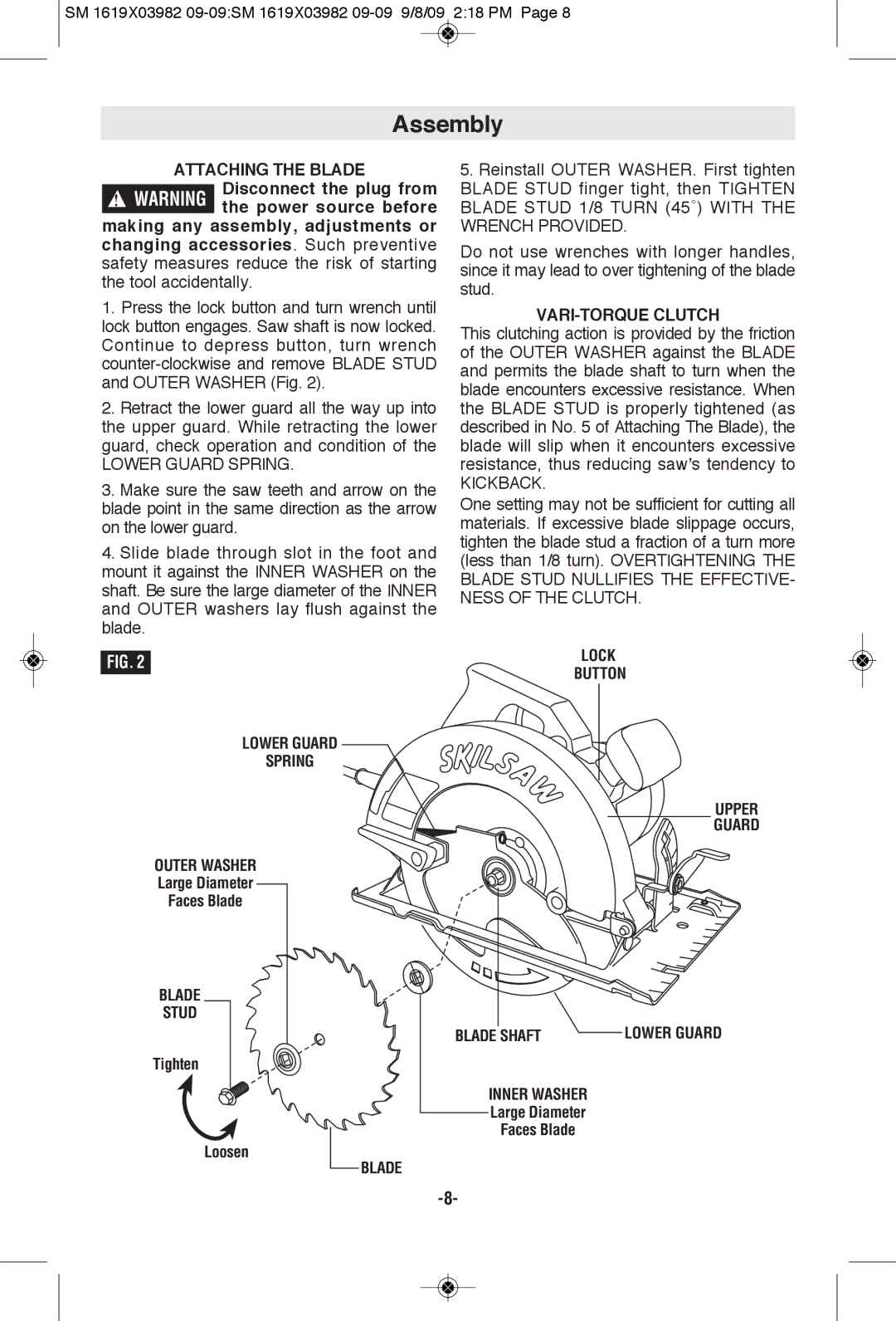 Skil HD5687M manual Assembly 