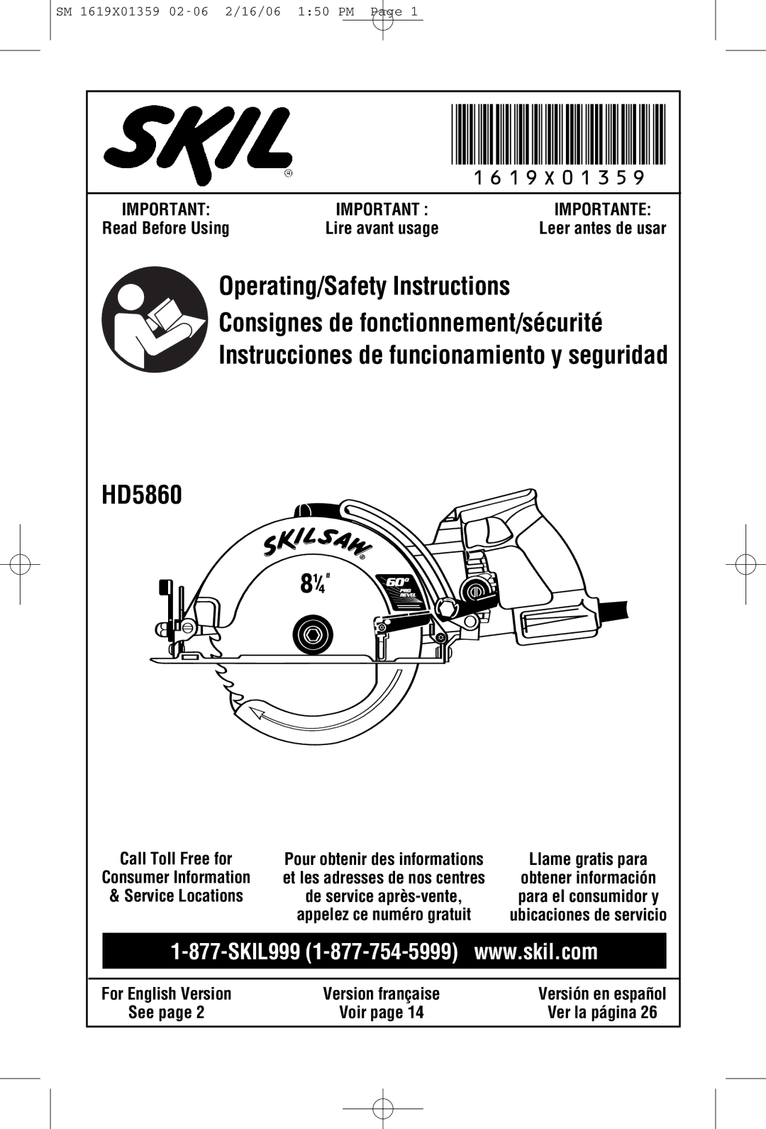 Skil HD5860 manual Importante, Read Before Using, See Voir Ver la página 