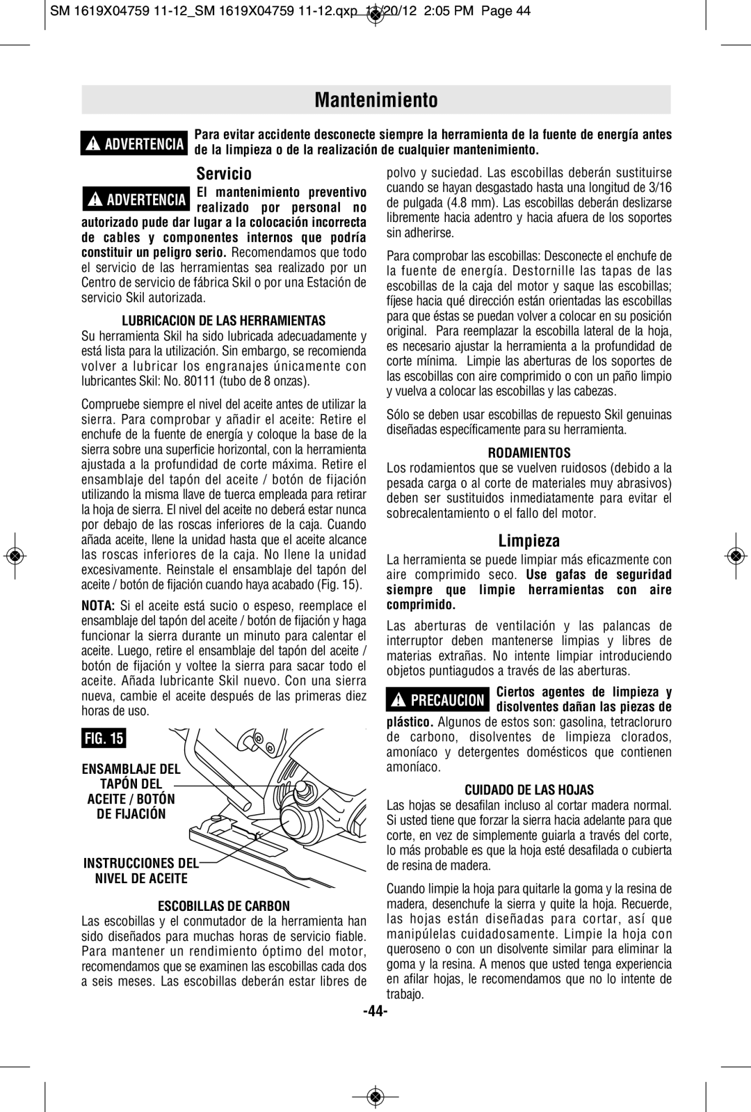 Skil MAG77LT manual Mantenimiento, Servicio, Limpieza 